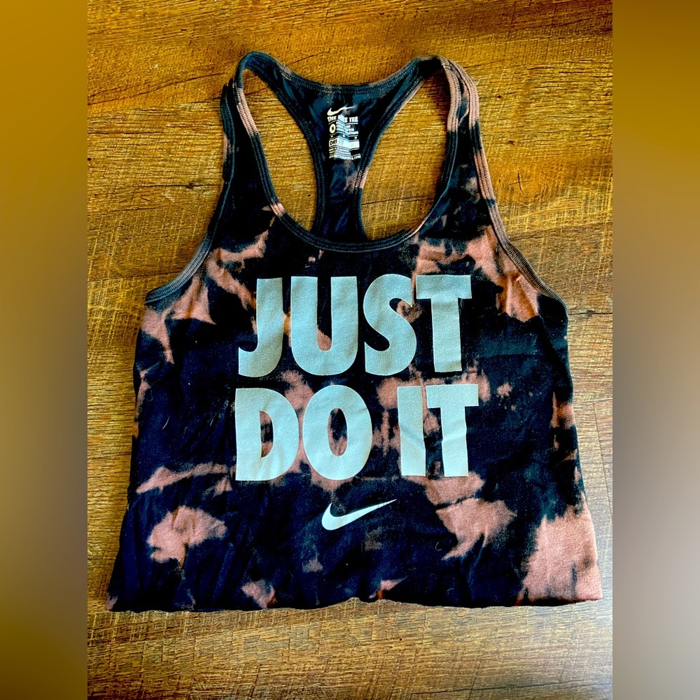 ONE OF A KIND custom bleach tie dye cropped Nike top